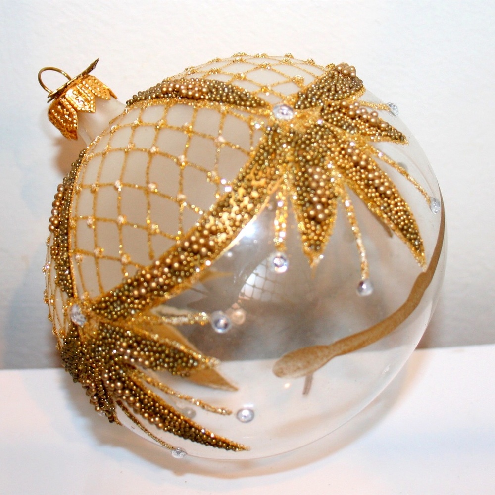 Neiman Marcus Glass Christmas ornament Ball/Bauble Made In Poland